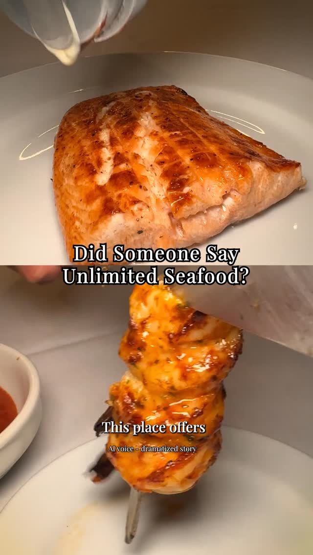 🚨 ‼️ Alert: Unlimited Seafood at Galpão Gaucho

Seafood is included in the full rodizio experience with no extra charges.

🍤 Grilled Shrimp - Camarão Grelhado: For the seafood lovers, we offer jumbo shrimp lightly marinated to a savory citrus perfection.

🐠 Grilled Salmon - Salmão Grelhado: Grilled to perfection, you can enjoy the salmon as it is.
Seasoned with citrus and pepper spices, or paired with our unique, savory passion fruit sauce.

Reserve your table now!

Narration generated with an AI voice actor. Story is a dramatization for illustration—real menu, fictional diner.

Cupertino, CA
Irvine, CA
Napa, CA
Roseville, CA
San Diego, CA
Walnut Creek, CA
Las Vegas, NV
Charleston, SC