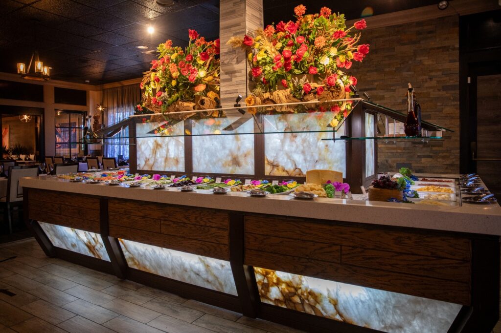 Enjoy our unlimited two-course menu that starts with a gourmet salad bar with over 45+ items to choose from, plus our 18 unlimited selections from the grill.

For a lighter choice, you can choose to stay on the first course for the whole meal and enjoy unlimited trips to our gourmet salad bar; which features cured meats, smoked salmon, candied bacon, local and imported cheeses, gourmet salads, and fresh vegetables.

This option includes the cheese bread appetizer and side dishes on our menu.

Book your table now!

Cupertino, CA
Irvine, CA
Napa, CA
Roseville, CA
San Diego, CA
Walnut Creek, CA
Las Vegas, NV
Charleston, SC