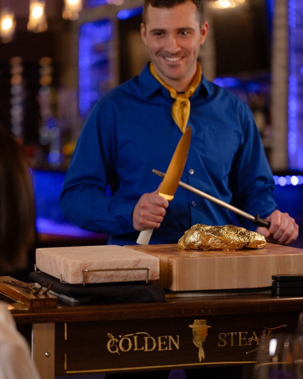The Golden Steak® rests on a Himalayan Salt block, which adds an extra sizzling, salty flavor to the meat, retains the temperature while the meat is being served, and is rich in a variety of nutrients and minerals.

Try now at Galpão Gaucho.

Cupertino, CA
Irvine, CA
Napa, CA
Roseville, CA
San Diego, CA
Walnut Creek, CA
Las Vegas, NV
Charleston, SC