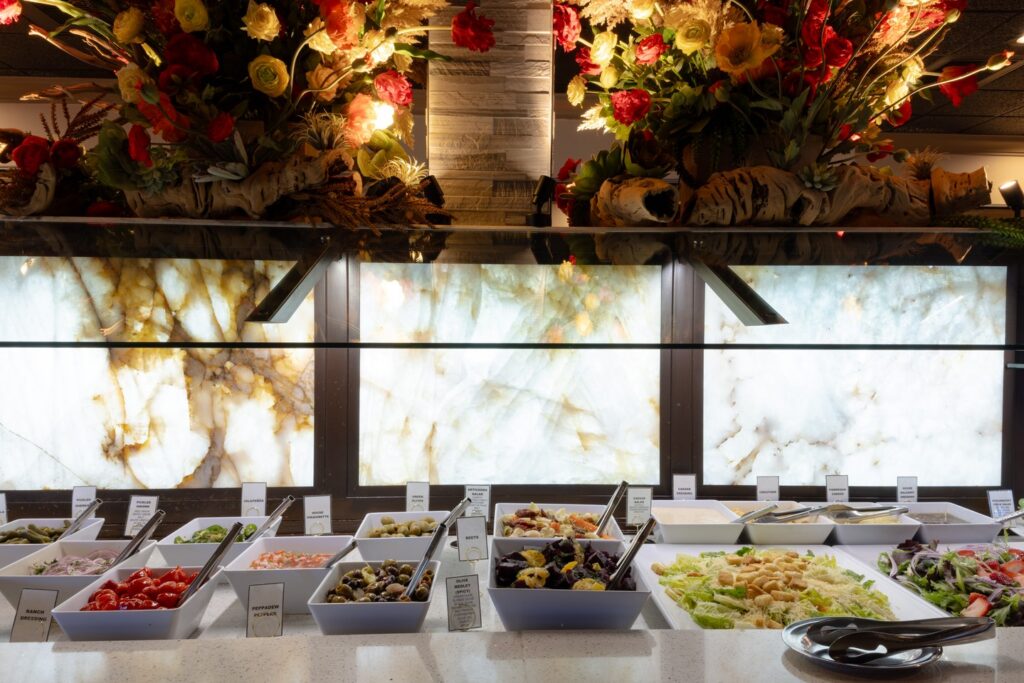 Enjoy our unlimited two course menu that starts with a gourmet salad bar with over 40 items to choose from, plus our 18 unlimited selections from the grill.

For a lighter choice, you can choose to stay on the first course for the whole meal and enjoy unlimited trips to our gourmet salad bar; which features cured meats, smoked salmon, candied bacon, local and imported cheeses, gourmet salads, and fresh vegetables.

This option includes the cheese bread appetizer and side dishes on our menu.

Which location are you heading to? 
Cupertino, CA
Irvine, CA
Napa, CA
Roseville, CA
San Diego, CA
Walnut Creek, CA
Las Vegas, NV
Charleston, SC