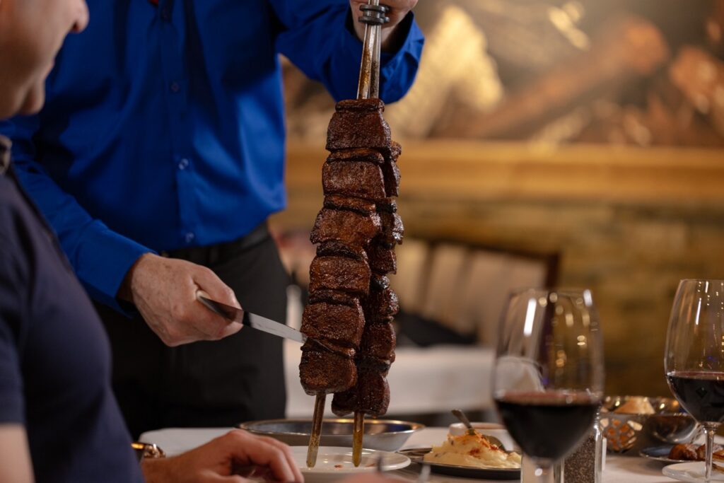 Have you tried these cuts?

Let us introduce you to our Picanha, Lamb Chops, and Spicy Top Sirloin! 🥩

❤️ Picanha is the noble part of the sirloin and our signature cut. Our gaucho chefs leave a little bit of marble on the picanha because our grill rotates each skewer of meat – this means each skewer is marinating the whole time it is slowly cooking on the grill.

❣️ Lamb Chops are skewered in individual portions, bathed in a white wine seasoning. We recommend pairing with mint jelly.

❤️‍🔥 Spicy Top Sirloin, our traditional picanha, the noble cut from the top sirloin, seasoned with our unique dry rub recipe.

Book your table now.