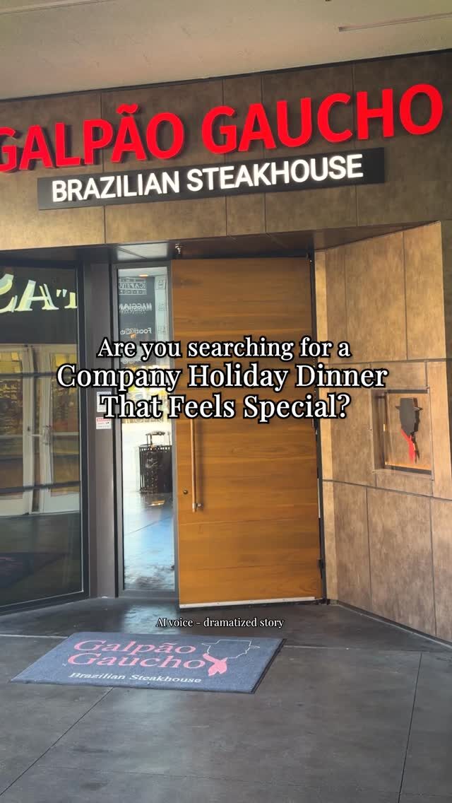 Galpão Gaucho offers a gourmet salad bar with over 45 items, including hearts of palm, artichoke hearts, and imported cheeses. The menu includes 18 unlimited selections from the grill and our 24-karat Golden Steak®, a show-stopping top sirloin wrapped in edible gold foil, served on a Himalayan Salt Block for a flavorful and luxurious dining experience.

Narration generated with an AI voice actor. Story is a dramatization for illustration—real menu, fictional diner.

Which location are you heading to? 
Cupertino, CA
Irvine, CA
Napa, CA
Roseville, CA
San Diego, CA
Walnut Creek, CA
Las Vegas, NV
Charleston, SC