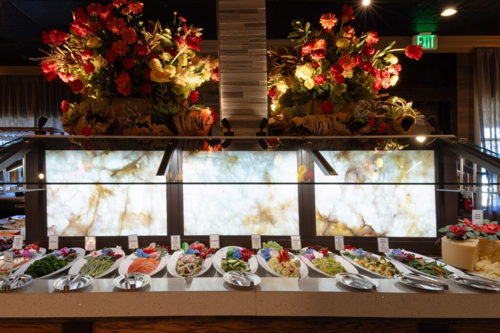 Enjoy our unlimited two course menu that starts with a gourmet salad bar with over 40 items to choose from, plus our 18 unlimited selections from the grill.

For a lighter choice, you can choose to stay on the first course for the whole meal and enjoy unlimited trips to our gourmet salad bar; which features cured meats, smoked salmon, candied bacon, local and imported cheeses, gourmet salads, and fresh vegetables.

This option includes the cheese bread appetizer and side dishes on our menu.

Which location are you heading to? 
Cupertino, CA
Irvine, CA
Napa, CA
Roseville, CA
San Diego, CA
Walnut Creek, CA
Las Vegas, NV
Charleston, SC