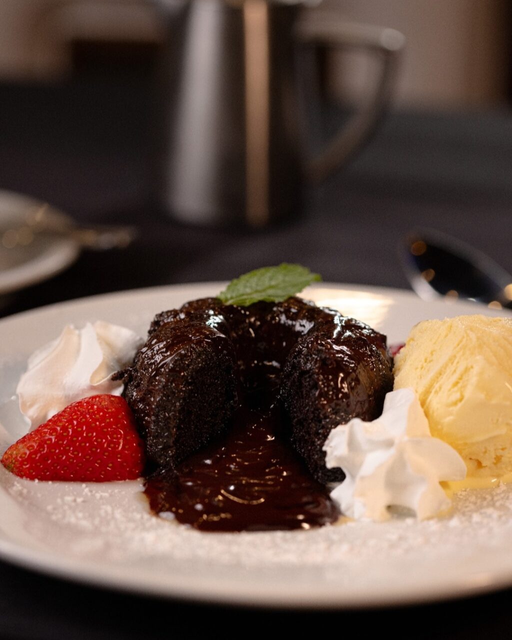 Chocolate Molten, our warm chocolate cake with a hot fudge center, topped with chocolate syrup and vanilla ice cream.

Which location are you heading to? 
Cupertino, CA
Irvine, CA
Napa, CA
Roseville, CA
San Diego, CA
Walnut Creek, CA
Las Vegas, NV
Charleston, SC