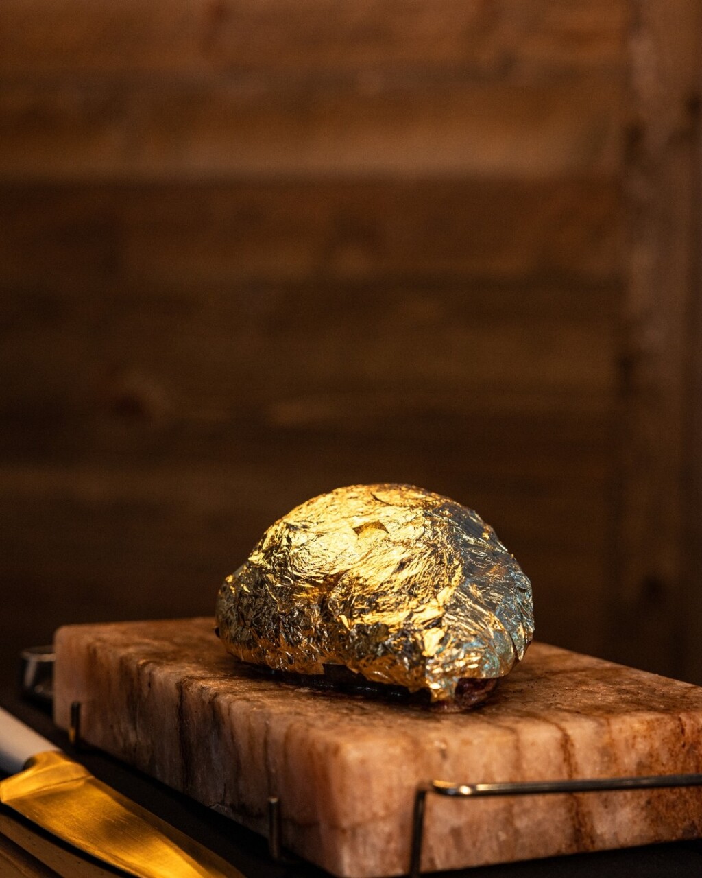 The Golden Steak® is the most noble part of the top sirloin, expertly seasoned with salt and then decadently enveloped in 24-karat edible gold foil. A bespoke cart approaches your table, presenting the Golden Steak® in all its splendor, and the Gaucho Chef then artfully carves this luxurious meat selection with a golden knife.

Elevate your dining experience with every golden bite. Join us today at Galpão Gaucho Brazilian Steakhouse
✨💛 🥩

Which location are you heading to? 
Cupertino, CA
Irvine, CA
Napa, CA
Roseville, CA
San Diego, CA
Walnut Creek, CA
Las Vegas, NV
Charleston, SC