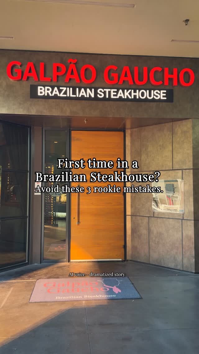 Have you been to a Brazilian Steakhouse?

Here are 3 mistakes first-time guests make.

- Leaving the 💚 card for too long
- Eating a lot of cheese bread
- Big portions from the Gourmet Salad Bar

Book your table now and avoid these commondon't make these mistakes.

Narration generated with an AI voice actor. Story is a dramatization for illustration—real menu, fictional diner.

Which location are you heading to?

Cupertino, CA
Irvine, CA
Napa, CA
Roseville, CA
San Diego, CA
Walnut Creek, CA
Las Vegas, NV
Charleston, SC