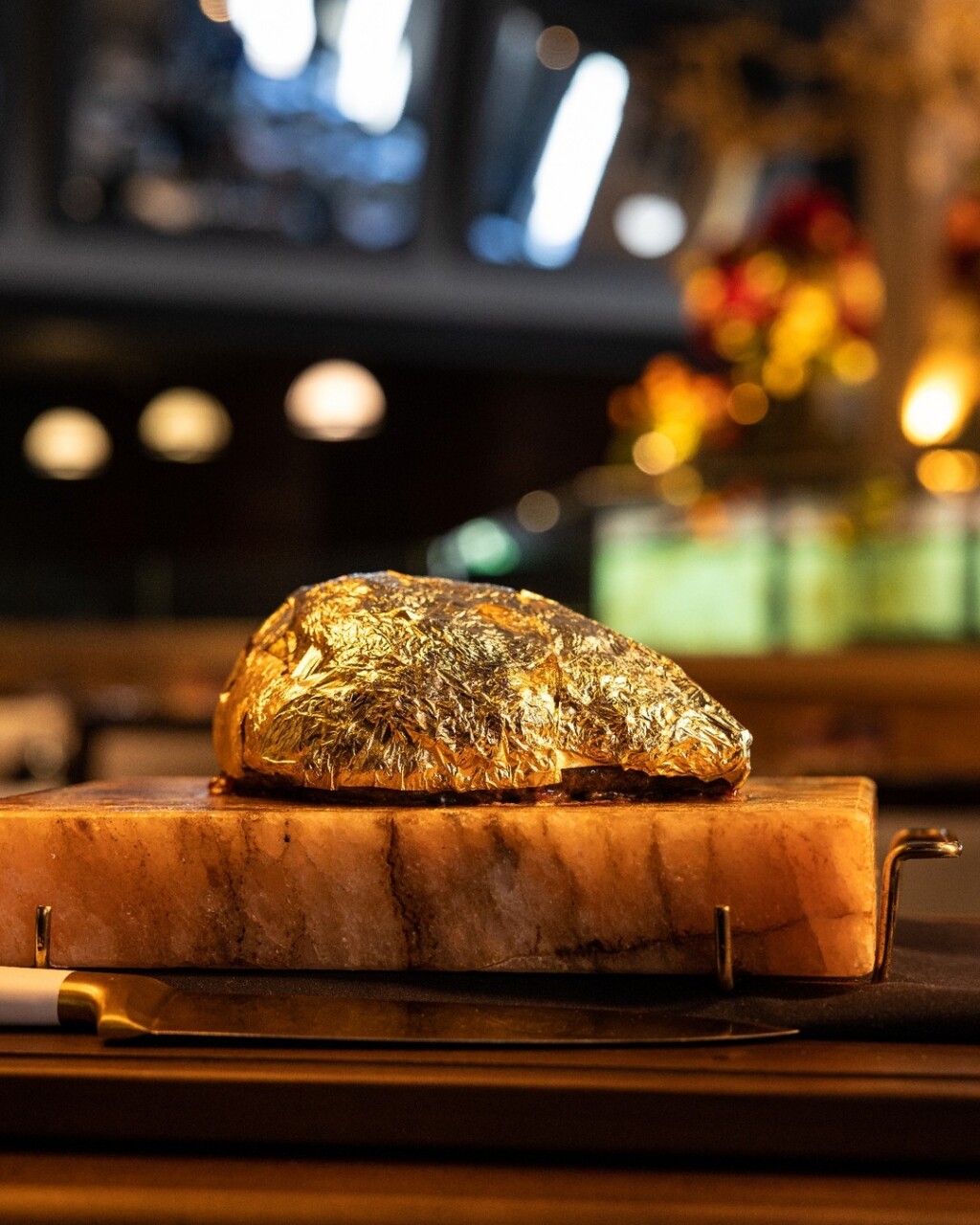 The Golden Steak® is the most noble part of the top sirloin, expertly seasoned with salt and then decadently enveloped in 24-karat edible gold foil. A bespoke cart approaches your table, presenting the Golden Steak® in all its splendor, and the Gaucho Chef then artfully carves this luxurious meat selection with a golden knife.

Elevate your dining experience with every golden bite. Join us today at Galpão Gaucho Brazilian Steakhouse
✨💛 🥩

Which location are you heading to? 
Cupertino, CA
Irvine, CA
Napa, CA
Roseville, CA
San Diego, CA
Walnut Creek, CA
Las Vegas, NV
Charleston, SC