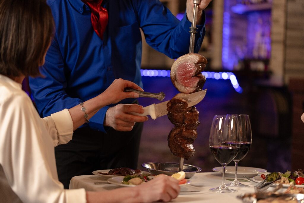 Have you tried these cuts?

Let us introduce you to our Picanha, Lamb Chops, and Spicy Top Sirloin! 🥩

❤️ Picanha is the noble part of the sirloin and our signature cut. Our gaucho chefs leave a little bit of marble on the picanha because our grill rotates each skewer of meat – this means each skewer is marinating the whole time it is slowly cooking on the grill.

❣️ Lamb Chops are skewered in individual portions, bathed in a white wine seasoning. We recommend pairing with mint jelly.

❤️‍🔥 Spicy Top Sirloin, our traditional picanha, the noble cut from the top sirloin, seasoned with our unique dry rub recipe.

Book your table now.